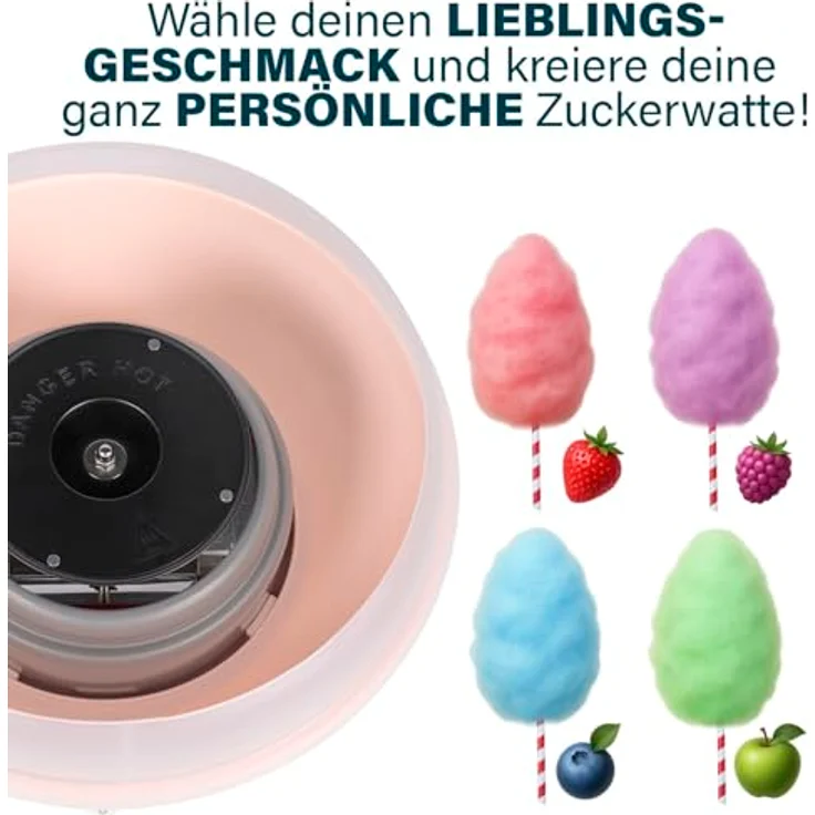 Princess Zuckerwattemaschine 292990, 500W Leistung, BPA-frei, Kompaktes Design, Mit 10 Stäbchen & Messlöffel, Spülmaschinengeeignete Teile, Rutschfeste Füße – Bild 3