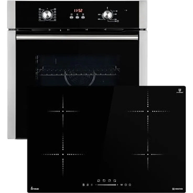KKT KOLBE Autarkes Herdset SET8805IH877RL, 60cm Einbaubackofen BO8805SS + 77cm Induktionskochfeld IH87704RL, Heißluft, Grill, Automatik-Timer, 2-fach Wärmeschutzverglasung, Kindersicherung, A-Energieeffizienzklasse, Superkeramik-Oberfläche