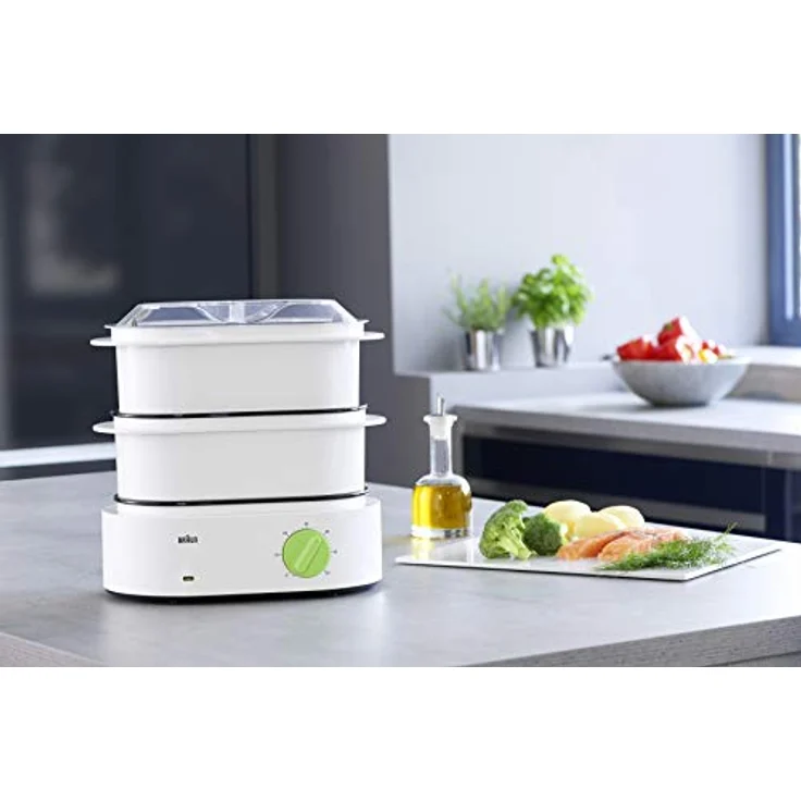 Braun Dampfgarer, 2 Garbehälter, 850 Watt, grün-weiß, FS 3000 – Bild 2