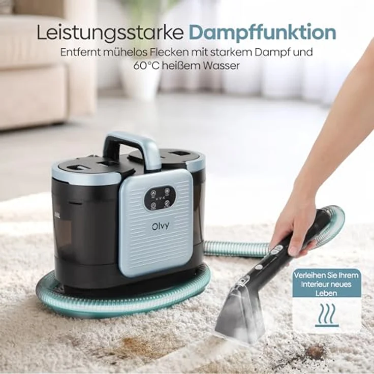 Olvy Waschsauger Teppichreiniger mit 1650W Leistung, 100°C Heißdampf und umfangreichem Zubehörset – Bild 4