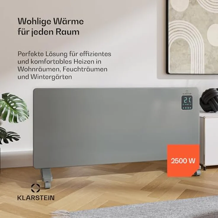Klarstein Bansin Smart 2500 Konvektor-Heizung - 2500W, App-Steuerung, X-Shape Heizelement, Elektroheizung für Wohnräume & Wintergärten – Bild 2