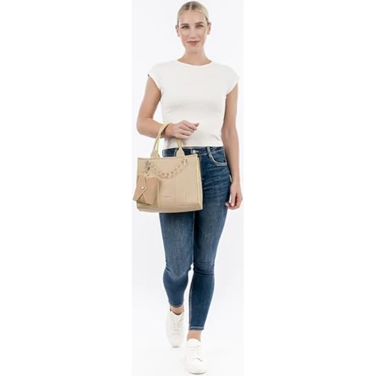 Tamaris Shopper TAS Flavia, Damen Handtasche aus Feinsynthetik mit Echtleder-Optik, abnehmbarem Umhängeriemen und Reißverschluss, Uni-Design – Bild 2