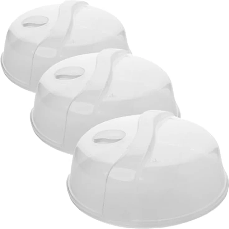 3 Stück Mikrowellen Abdeckung Mikrowellenhaube mit Dampfventil aus Lebensmittelecht BPA-frei Kunststoff, Mikrowellengeeignet Spülmaschinengeeignet Mikrowellengeschirr, Höhe: 9.5cm Durchmesser: 26cm - Preisvergleich – Bild 1