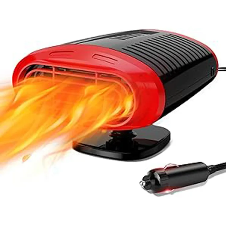 Xdovet Tragbare Autoheizung, 12V 150W Heizlüfter mit Zigarettenanzünder, 180° und 360° Drehfunktion, Defogger und Scheibenheizung