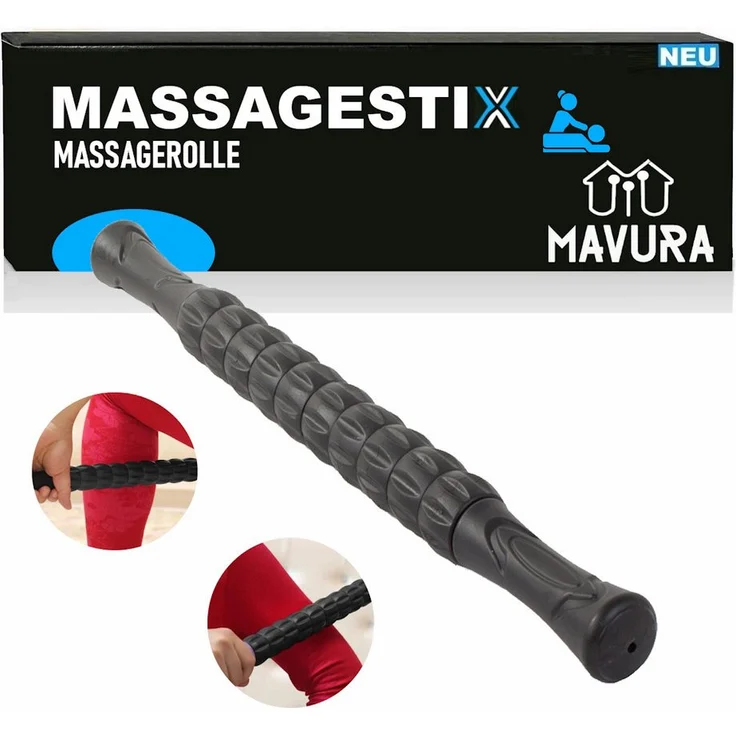 MAVURA MASSAGESTIX Muskelroller Schwarz, Selbstmassage Muskel Roller Stick Massagegerät Tiefenmassage - Preisvergleich – Bild 1