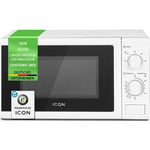 ICQN Mikrowelle Solo, 20L Garraum, 5 Leistungsstufen, kompakte Mikrowelle mit Edelstahl Innenraum, weiß, inkl. Timer, Mechanisch