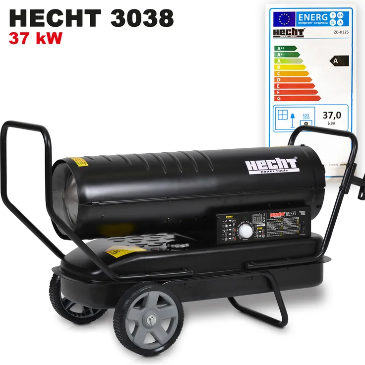 HECHT 3038 Diesel Heizkanone | 37 kW | bis 295 m² | Fahrbares Gestell | 3,6 l Verbrauch