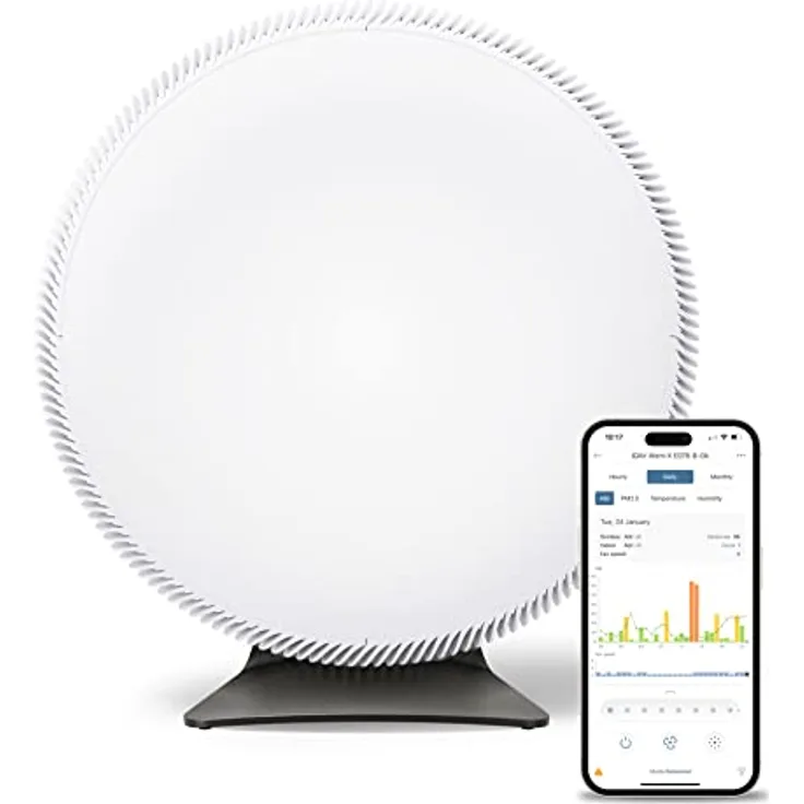 IQAir Luftreiniger für große Räume [Haus, Küche, Wohnzimmer, Schlafzimmer, Büro] Atem X HyperHEPA-Filter [Viren, Bakterien, Allergene, Asthmaauslöser, Rauch, Schimmel, Haustiere] Made in Germany