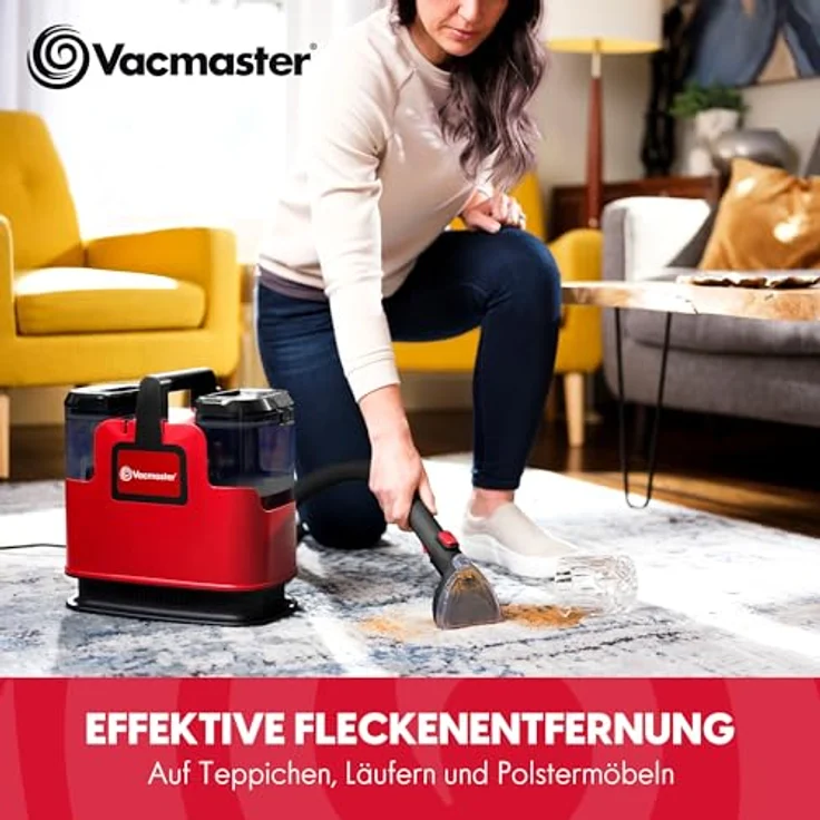 Vacmaster STMEUB01 Polsterreiniger 600 W, Waschsauger mit 15 KPA Saugkraft, rot für Teppich, Sofa und Autos – Bild 4
