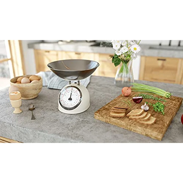 ETA Küchenwaage I Storio I Analoge Retro Waage im Ganzmetall Design I 2 Liter Edelstahlschale I max. 5kg I Beige – Bild 3