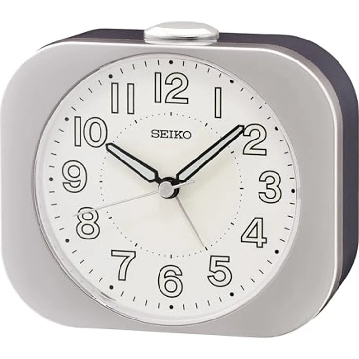 Seiko Clocks Wecker QHE206S, Uhr mit stillem Sekundenzähler, Snooze und Pieptonalarm, Kunststoffgehäuse, 9.9 x 11.3 x 4.6 cm – Bild 1