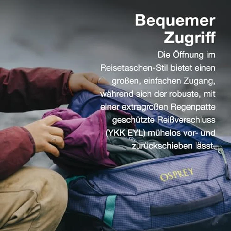 Osprey Transporter 120 Weekender Reisetasche, 82 cm x 34 cm x 51 cm, 100% Polyester, blau – Bild 5