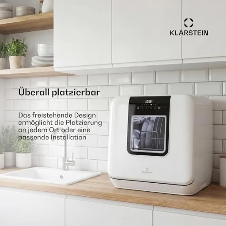 Klarstein Melville Tischgeschirrspüler, kompakte Spülmaschine für 3 Gedecke, 7 Programme, 6 L Wasserverbrauch, AquaStop, tragbares Design – Bild 2