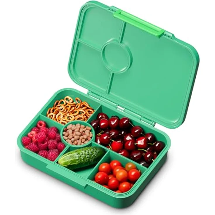 schmatzfatz Lunchbox, Unterteilte Brotdose Kinder, Lunchbox mit Fächern, Bunte Bento-Box für Schule & Kita, BPA-Freie Schuldose für Mädchen & Jungen, Jausenbox Spülmaschinenfest & Auslaufsicher – Bild 1