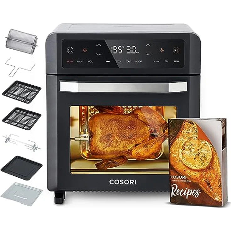 COSORI Heißluftfritteuse 12L, 11 Mutifunktionen, Airfryer XXL, Sichtfenster, Duale Heizung, Heissluftfriteuse ohne Öl, Dörrautomat Funktion, Minibackofen, 50+Rezepte, 7 Zubehör, 220℃ – Bild 1