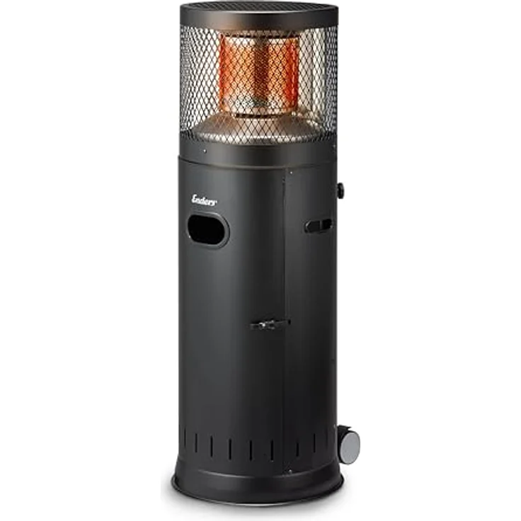 Enders® Terrassenheizer POLO Black 2.0, Gas-Heizstrahler mit stufenloser Regulierung 3-6kW, Edelstahlbrenner, ENDUR Reflexionssystem, Transporträder, Umkippsicherung, schwarz – Bild 1