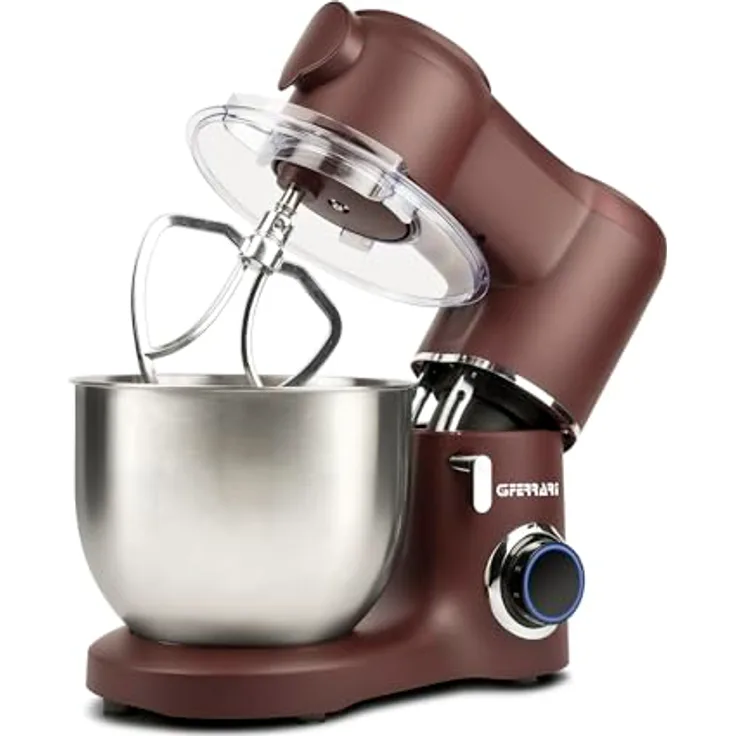 G3 Ferrari G20149 Pastaio Küchenmaschine, 1800 Watt, 7L Edelstahlbehälter, 6 Geschwindigkeiten, inkl. Zubehör, einfacher Knethaken, Bordeaux