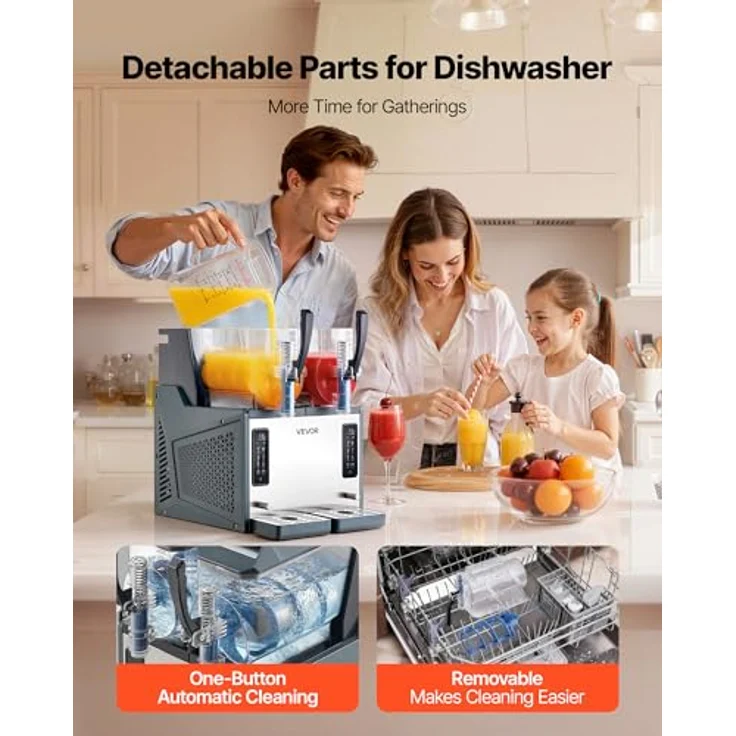VEVOR Slush Maschine 2 x 4 L, Elektrische Margarita-Maschine mit Selbstreinigungsfunktion, 455 W für Frozen Margaritas und Milchshakes – Bild 5