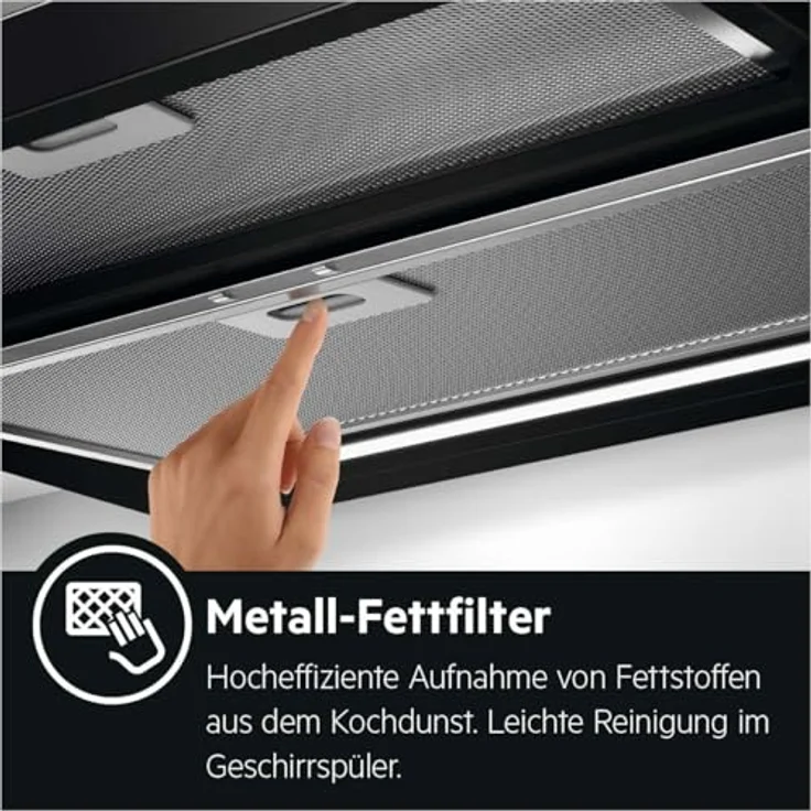 AEG DPE5660B Dunstabzugshaube, 60 cm Flachschirm, schwarze Gehäuse, hocheffiziente Fettfilter, LED-Beleuchtung, Energieeffizienzklasse A – Bild 10