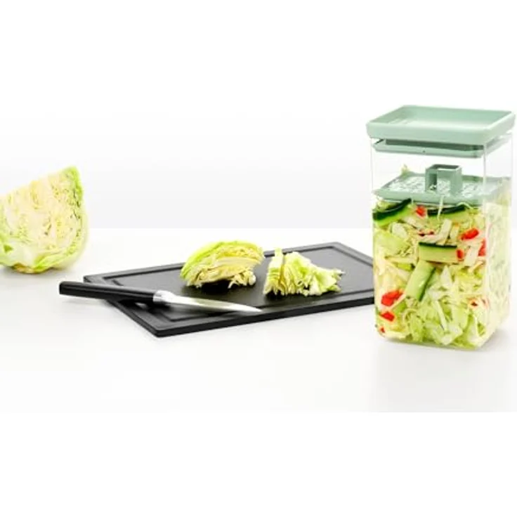 Brabantia 145483, Vorratsdose für Gemüse, 1,6 l, Kunststoff, Grün/Transparent, 110 mm x 110 mm – Bild 5