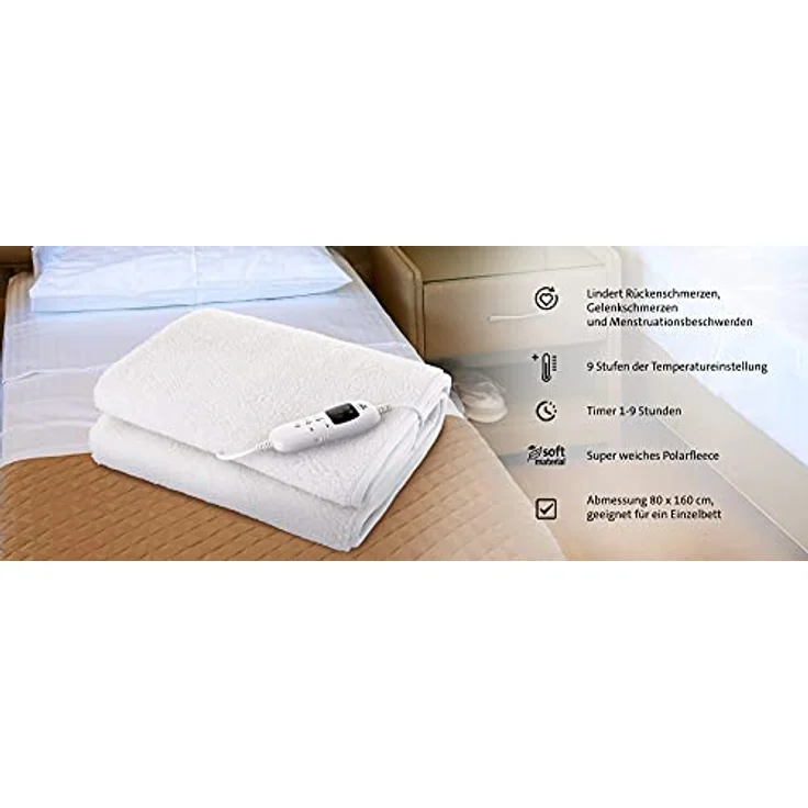 Heizdecke ETA Shawn mit 9 Stufen der Temperatureinstellung - Abmessung 80x160 cm, Polar Fleece Material, Timer 1-9 Stunden – Bild 3