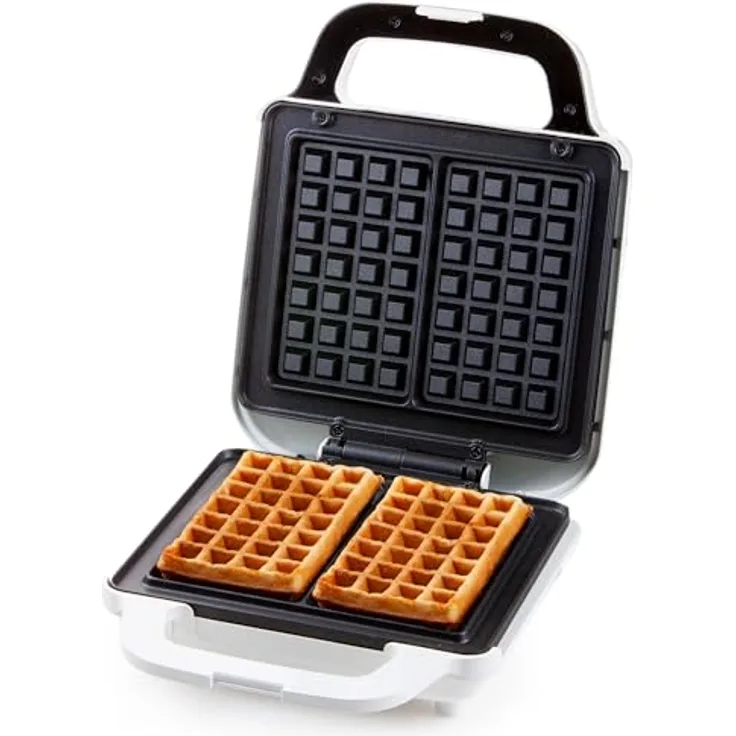 Domo DO9222W XL Tasty Waffeleisen, 900 Watt, für 2 belgische Waffeln, Kontrollleuchte, klappbar, Antihaftbeschichtung, Thermostat, Kunststoff, weiß