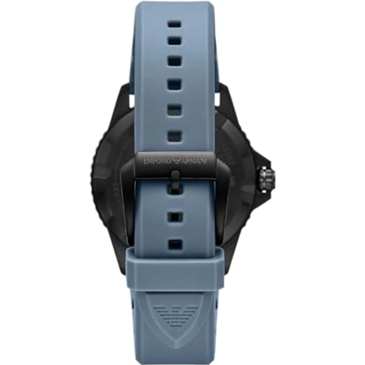 EMPORIO ARMANI Herren Analog Quarz Uhr AR11685, 42 mm Gehäuse, schwarzes Edelstahlgehäuse, blaues Sunray-Zifferblatt, blaues Silikonarmband, wasserdicht bis 100 m – Bild 5