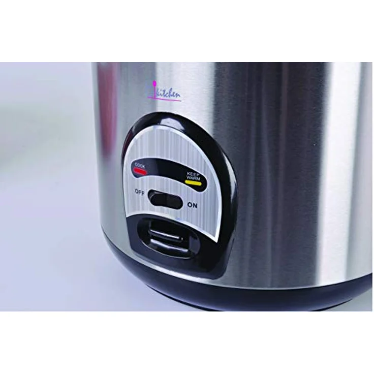 bkitchen Cook 200 Edelstahl Reiskocher mit Dunst- und Warmhaltefunktion, 4 L Volumen, 700 Watt, silber – Bild 3