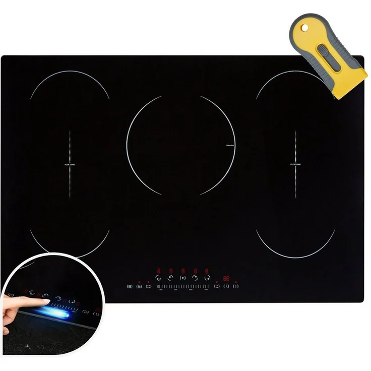 Arebos Flex-Induktions-Kochfeld AR-HE-IKF80, 5 Kochfelder mit 2 Flexzonen, 9800 W, Autark, Sensor Touch, Timer, Kindersicherung, Überhitzungsschutz, 77 cm