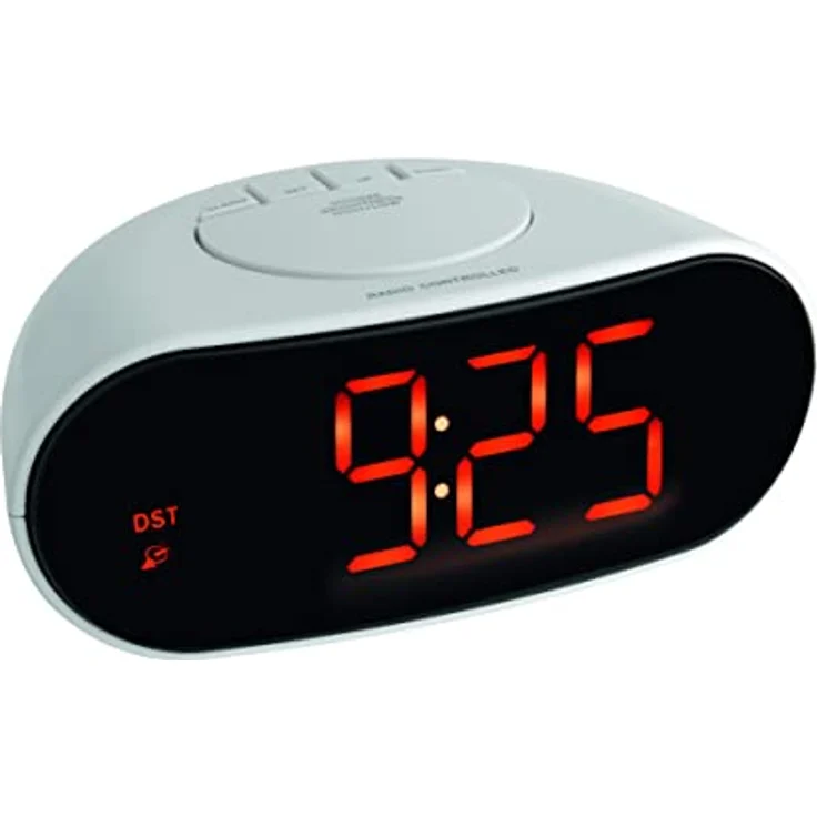 TFA Dostmann Digitaler Funk-Wecker mit Leuchtziffern, Kunststoff, Weiß-Schwarz, präzises Funkwerk, Snooze-Funktion, L178 x B106 x H149 mm – Bild 1