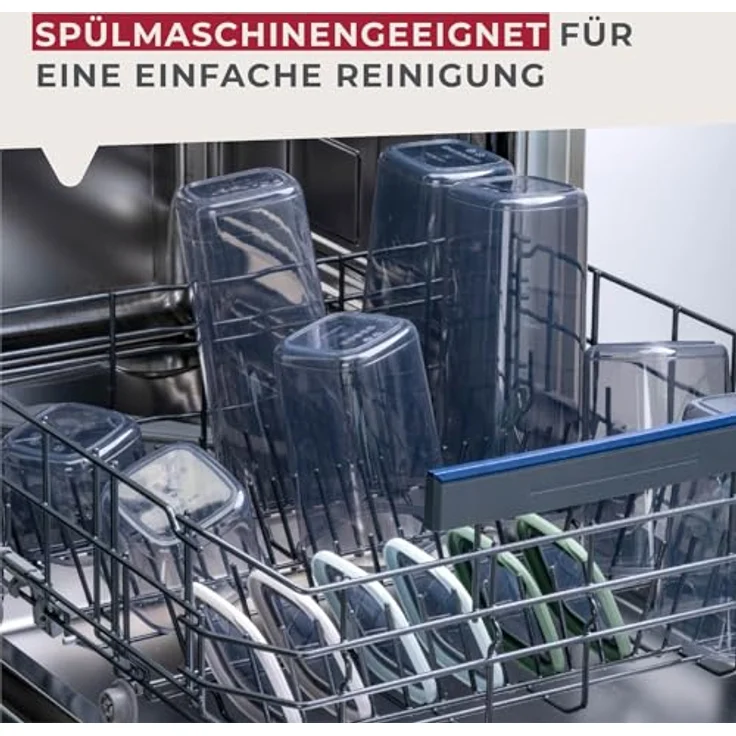 FACKELMANN Vorratsdose eckig 1200ml – Transparent mit hellem beigem Deckel, Spülmaschinenfest & Robust für Meal Prep – Bild 5