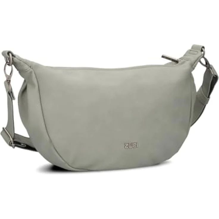 Zwei Mademoiselle.M Umhängetasche 34 cm, robuste Polyurethan-Handtasche mit Handyfach und verstellbarem Umhängeriemen, grau – Bild 1