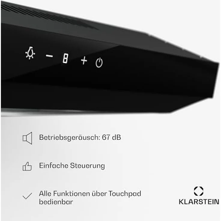 Klarstein Contempo Neo, Unterbauhaube mit 175 m³/h Abluftleistung, SenseControl Touch-Steuerung, Edelstahl/Acrylglasfront – Bild 5