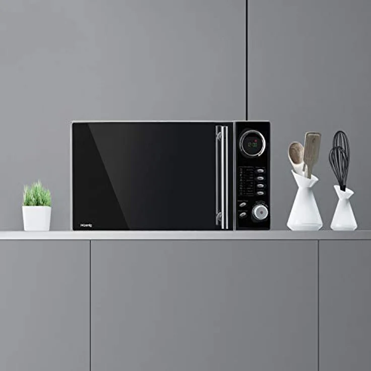 H.Koenig VIO9 Mikrowelle, Standgerät, 900 Watt, 25 Liter Garraum, Mikrowelle mit Grill und kombinierbaren Kochfunktionen, 10 automatische Garprogramme, schwarz, hochglanz – Bild 5