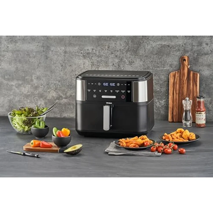 Trisa Fritteuse Trisa Crunchy Fry Pro Heißluft-Fritteuse 2400 W Schwarz, 2400 W - Zeitlich abgestimmtes Frittieren, 10 Liter Füllmenge, Touch Display, regulierbare Temperatur – Bild 4