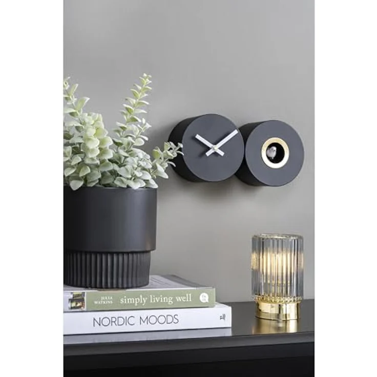 Karlsson Kuckucksuhr Duo Cuckoo, moderne Wanduhren aus Stahl, schwarz, Ø 26cm, AA-Batterie erforderlich – Bild 3