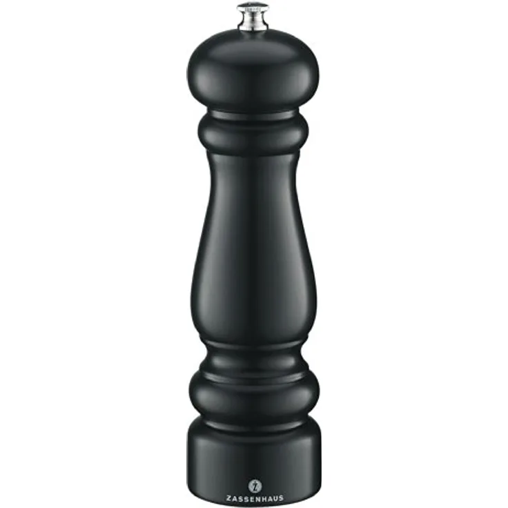 Zassenhaus Pfeffermühle POTSDAM , Mahlgrad einstellbar fein bis grob , Zassenhaus Keramikmahlwerk Made in Germany , Manuelle Pfeffermühle , Bereits vorbefüllt , Schwarz Matt , 20 cm