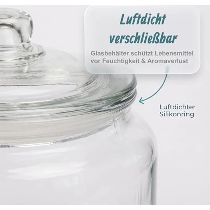 Relaxdays Vorratsglas mit Deckel, transparenter Vorratsbehälter für Lebensmittel – Bild 6
