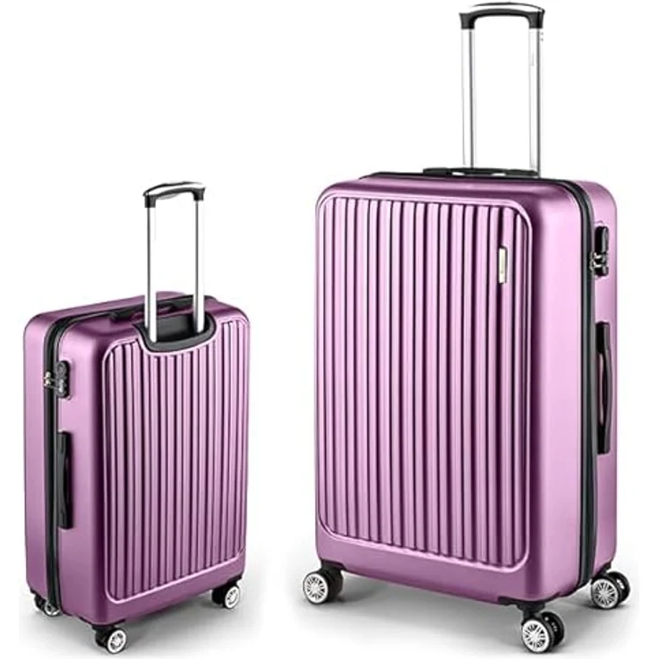 Easy Move ABS Hartschalenkoffer, Mittelgroßer Trolley mit 360° Rädern, integrierten Zahlenschloss, ergonomischem Griff, Lila, 65cm – Bild 1