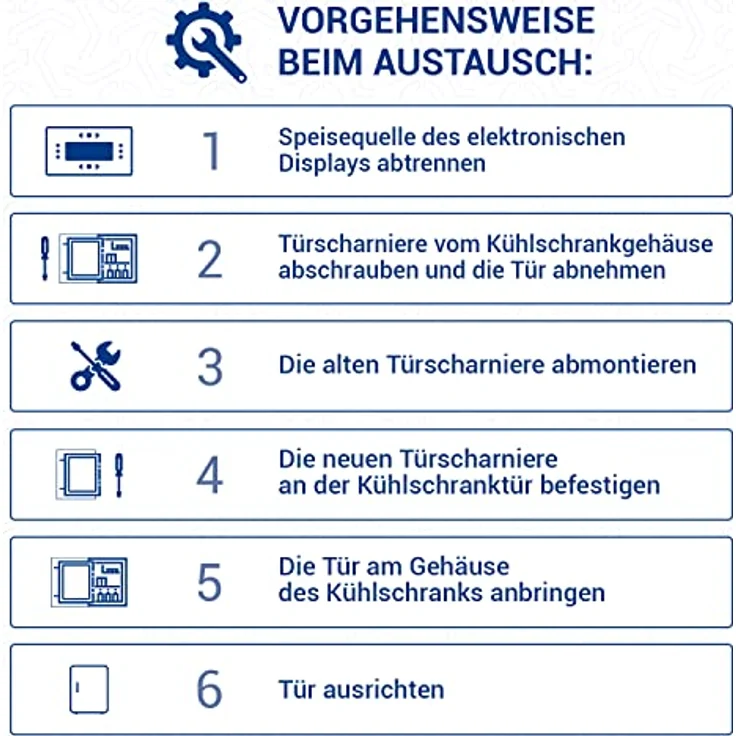 VIOKS DWWE2636 2X Set Türscharnier/Ersatzteile für 00268698 Bosch Siemens Bauknecht Scharniere für Einbau Kühlschrank Türen, Metall – Bild 5