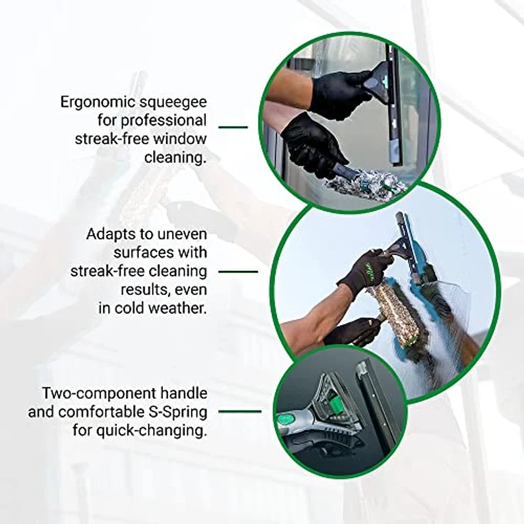 UNGER ErgoTec Ninja Fensterreinigungs Starter-Set 2in1 (inkl. Einwascher + Abzieher, für professionelle Fensterreinigung/Glasreinigung) AKN10 – Bild 4