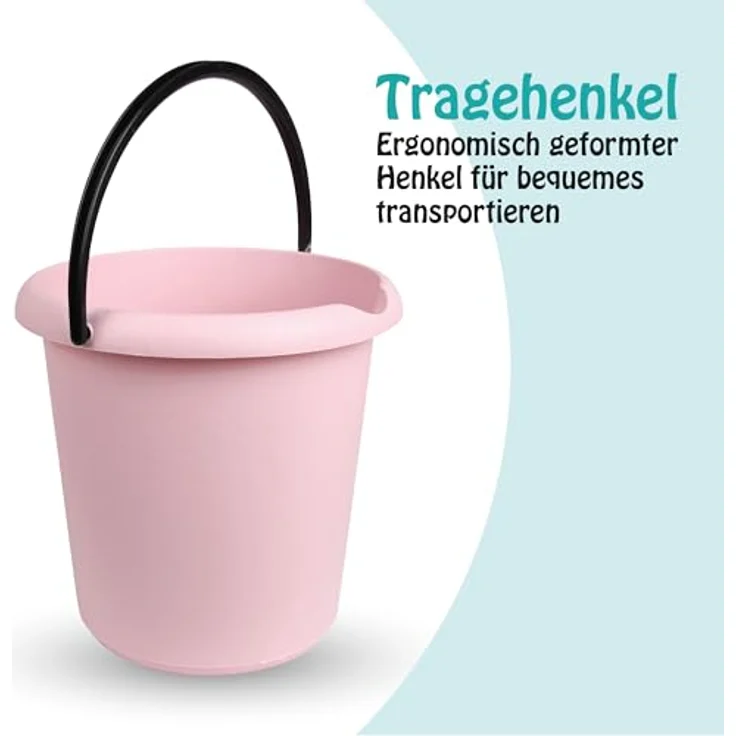 ProHome Putzeimer 5 Liter, 2-tlg. Kunststoff-Eimer in Rosa, Grün oder Anthrazit, BPA-frei, mit Mess-Skala, Made in EU – Bild 2