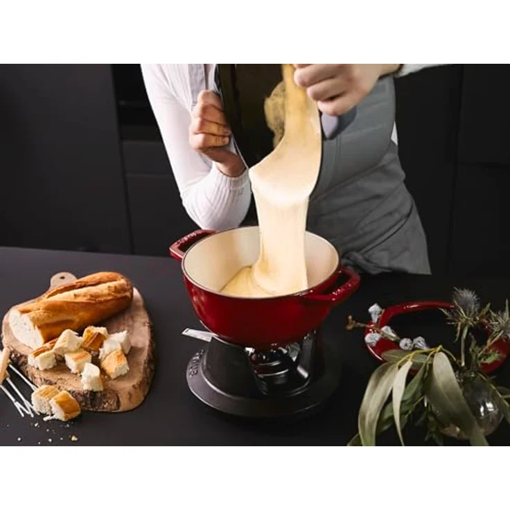 Staub Fondueset, Induktionsgeeignet, Gusseisen, Kirschrot, 20 cm Durchmesser – Bild 6