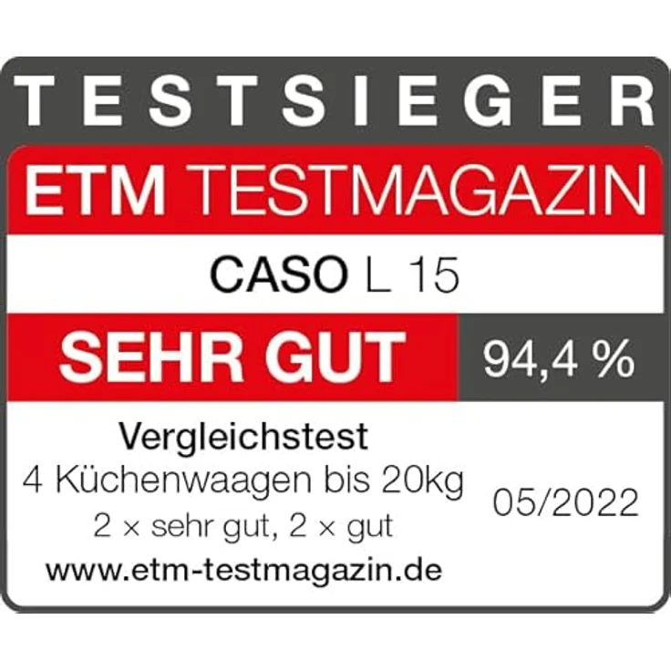 CASO L15 Design Küchenwaage, digitale Küchenwaage mit extra großer Wiegefläche (30x22 cm) aus gebürstetem Edelstahl, Wiegeskala bis max. 15kg, digital, großes Display, HOLD Funktion – Bild 3