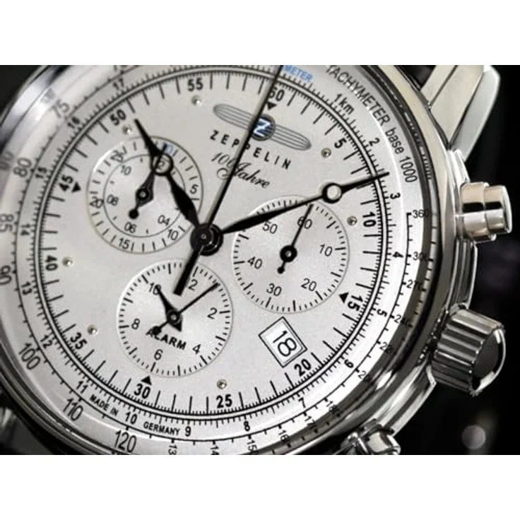 Zeppelin Herrenuhr 100 Jahre Stahl/Silberfarben 7680MB-1, Edelstahl Armband, sicherer Verschluss, silbernes Zifferblatt – Bild 4