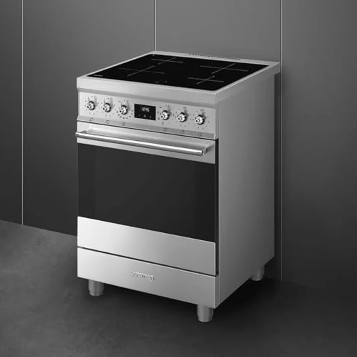 Smeg C6IMXM2, freistehender Elektroherd mit 4 Zonen-Induktionskochfeld, Edelstahl, 70 L Backofen, A Energieeffizienzklasse – Bild 4
