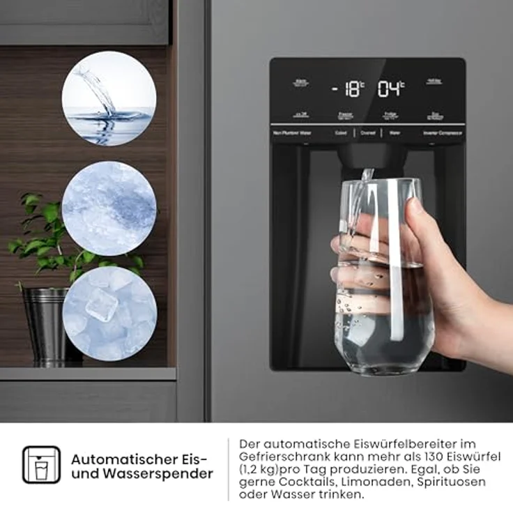 Hisense RS5P535NTFE Side-By-Side Kühl-Gefrier-Kombination, 376 Liter Kühlteil, 190 Liter Gefrierteil, Wasser-/Eisspender, Total NoFrost, Multi AirFlow, FastFreeze, schwarz – Bild 5
