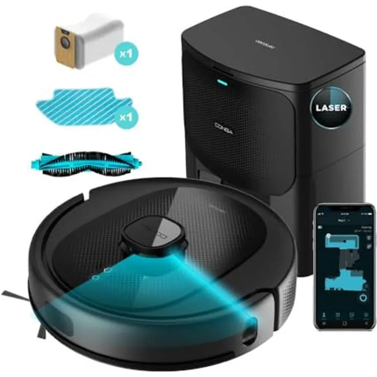 Cecotec Staubsaugerroboter Conga 8290 Immortal Ultra Power Home Genesis, 7000 Pa, 280 m2, Raumplan, 10 Modi, Eingeschränkter Bereich, Scrubbing, Total Surface, 3-Liter-Beutel, App