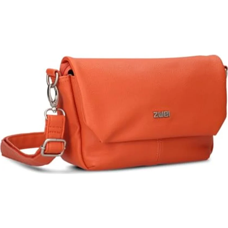 Zwei Mademoiselle.M Messenger Tasche, 28 cm, Orange, aus pflegeleichtem Polyurethan mit Magnetverschluss und Reißverschlussfach – Bild 1