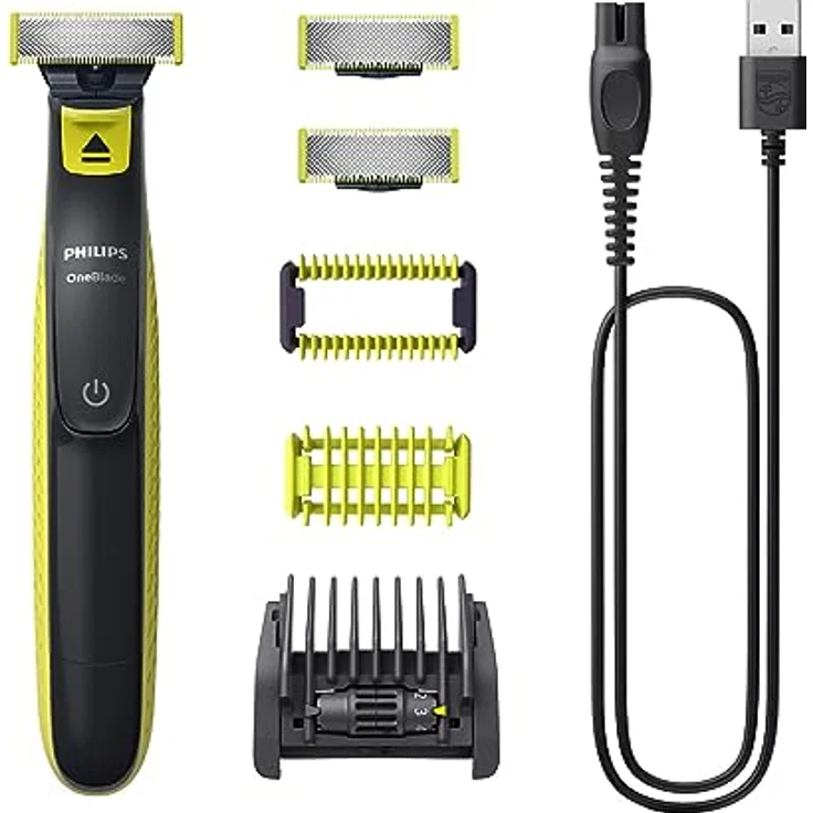 Philips OneBlade Face & Body - Elektrischer Bartschneider, Rasierer und Bodygroomer mit 3 Original-Klingen, 5-in-1 Trimmaufsatz & 2 Körperaufsätzen (Modell QP2824/30) – Bild 1